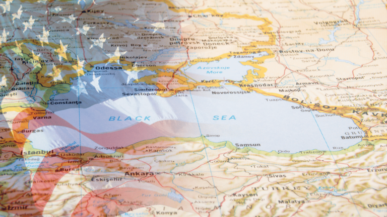 The US flag shadows the Black Sea.