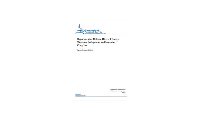 Department of Defense Directed Energy Weapons Background and Issues for Congress